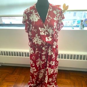 Shein Women's Curve Floral Long Maxi Dress‎ Size 3X Short Sleeve V Neck